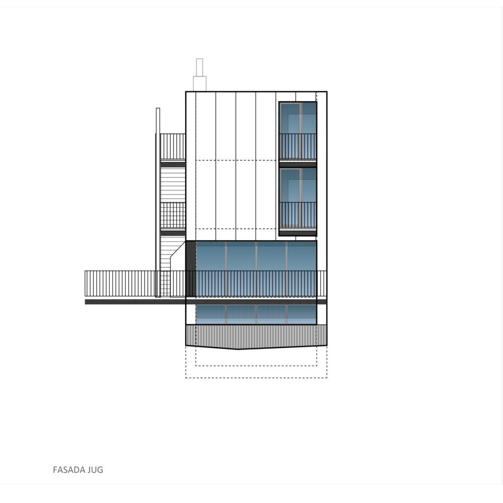 facade of modern weekend house with wooden facade in forest