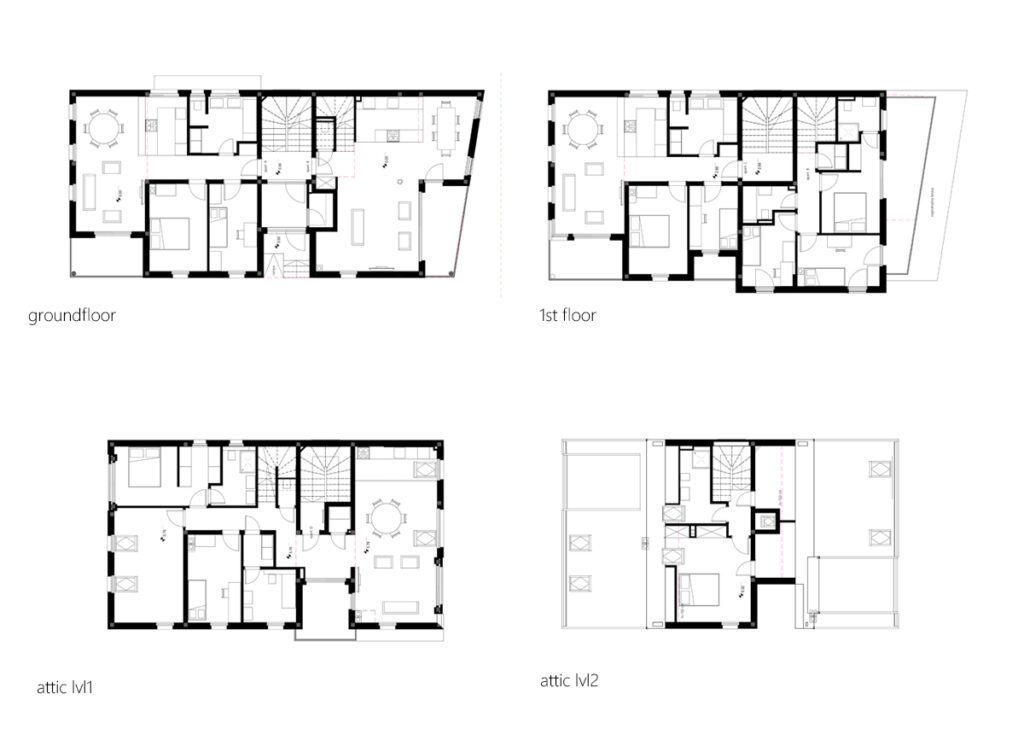 floor plans of modern urban villa apartment building