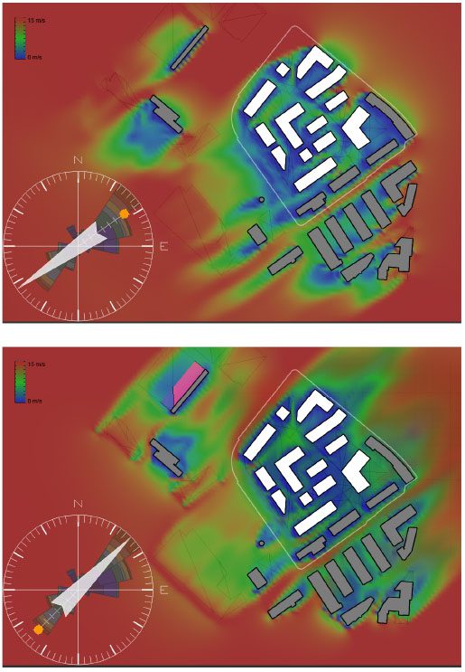 modern urban block wind analysis