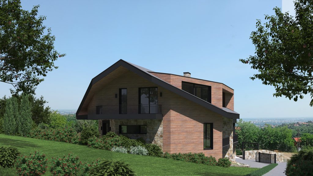 family villa on hill archviz 3d perspective