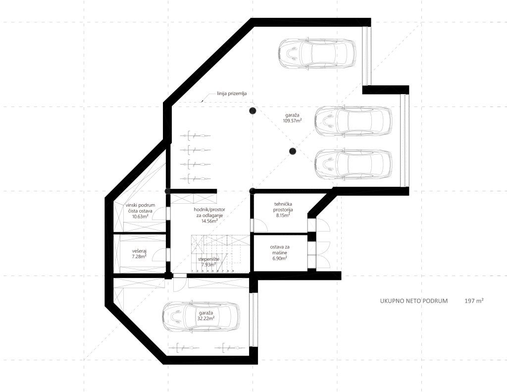 family villa on hill plan