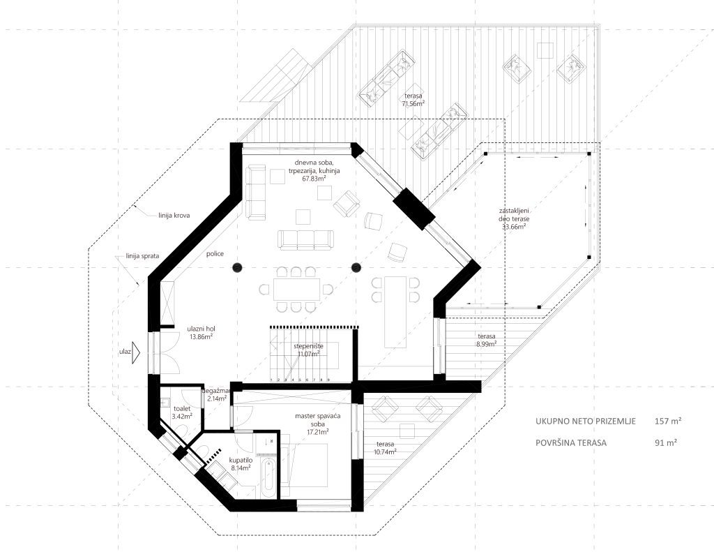 family villa on hill plan