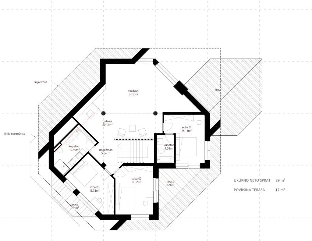 family villa on hill plan