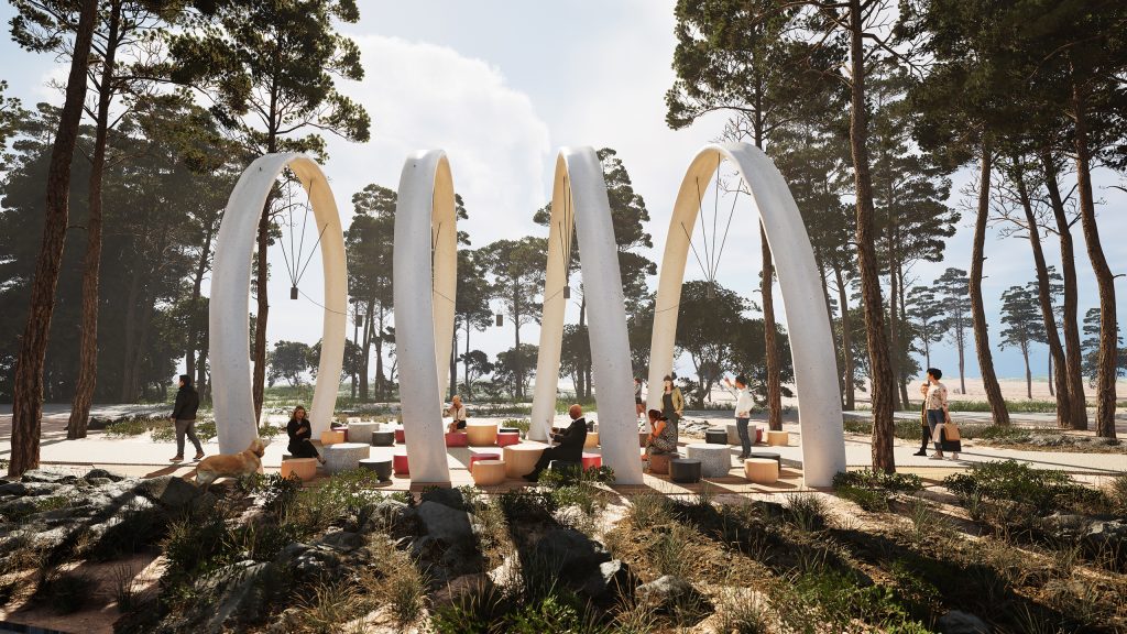 Boulevard Delle Arti architecture competition 3d visualization pinewood forest path