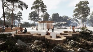 architecture competition 3d visualization pinewood forest path