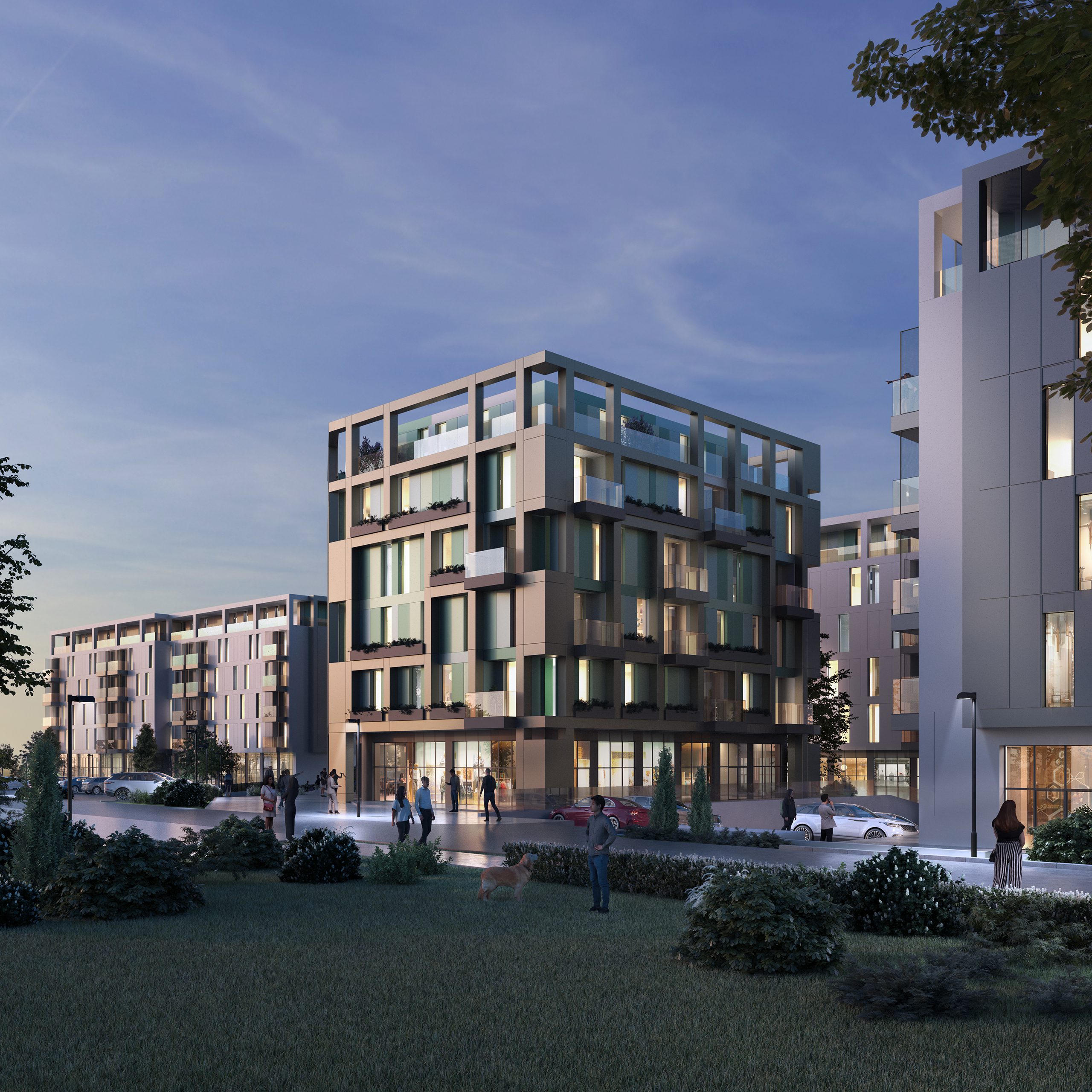 BIONIQUE modern urban apartment block 3d visualization night Blok 41 Residential Complex