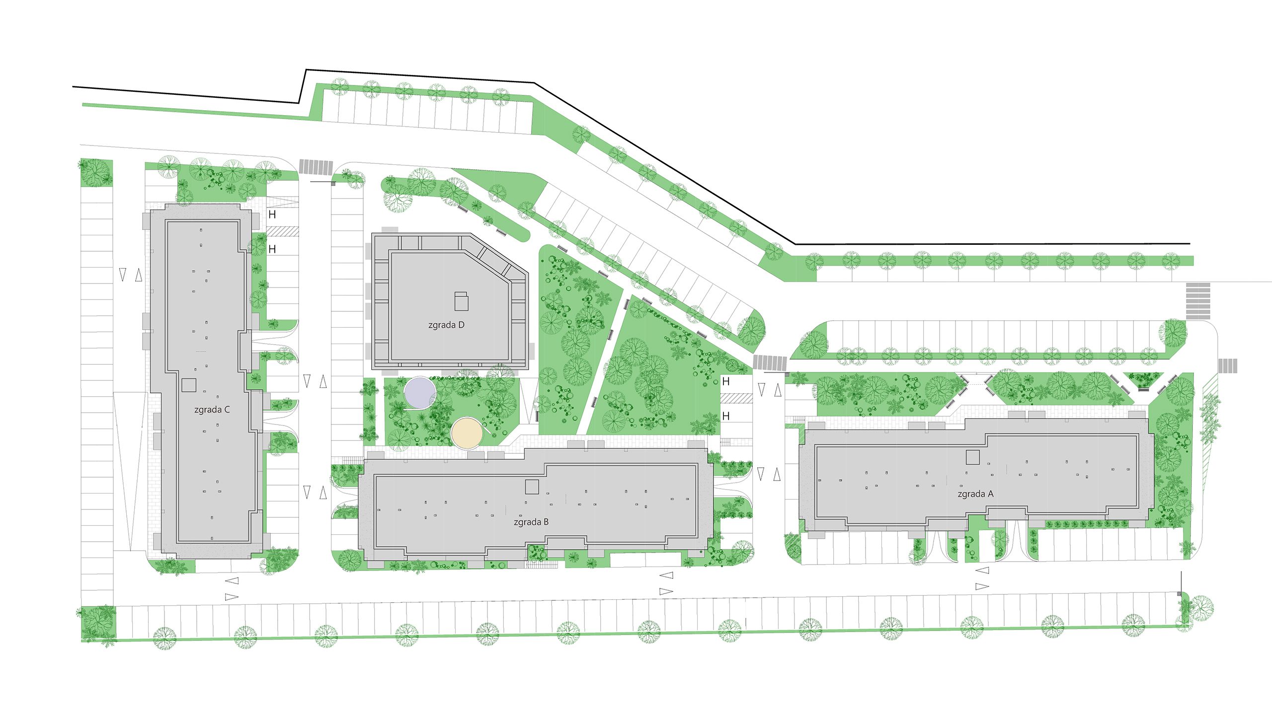 masterplan of modern urban apartment block 3d visualization night Blok 41